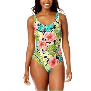 NWT HURLEY Size Medium One-Piece Swimsuit Pink Poppy Floral Adjustable Straps